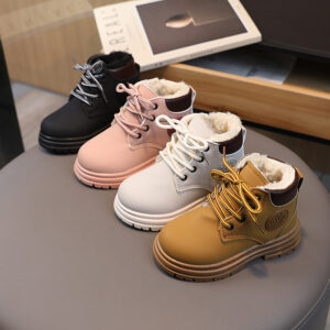 Winter New Children's Snow Boots with Plush and Warm Cotton Shoes for Boys, Yellow Boots for Girls, Martins Boots