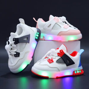 Spring And Autumn Children's Sports Shoes Leather Girls Led Luminous Children's Shoes Boys Sports Casual Shoes