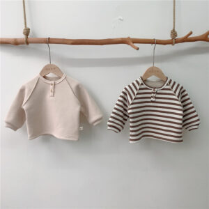 Baby clothing Thick hoodie baby warm waffle plus fleece long sleeve top