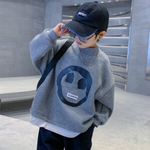 Boys' hoodie for spring 2024 new collection, children's autumn base shirt, mid size handsome top, thin and trendy