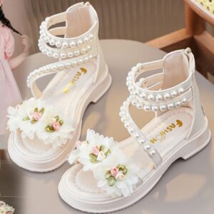 [LittleBreeze] Girls' Summer Sandals - Bow-Trimmed Comfort | Breathable Flat Shoes