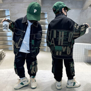Wear Denim Set 2023 New Mid to Big Fashionable Boys' Spring and Autumn Seasons Handsome Trendy Street