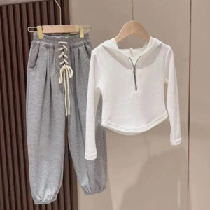 Mother & Kids Girls Sports Suits Spring And Autumn Fashionable Little Girl Sweater Casual Trousers Net Celebrity Children Two Piece Suit Trendy