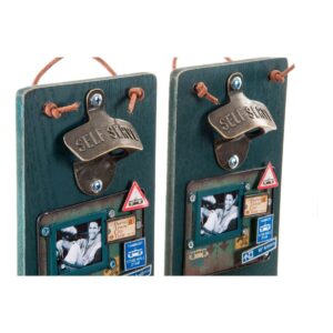 Flaschenöffner DKD Home Decor Self Serve Holz Metall (2 pcs) (26 x 12 x 9 cm)