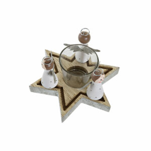 Weihnachtliche Kerzenhalter DKD Home Decor Kristall Holz (17 x 17 x 9 cm)