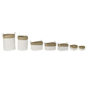 Korb-Set DKD Home Decor Weiß Braun Naturfaser 41 x 41 x 52,5 cm