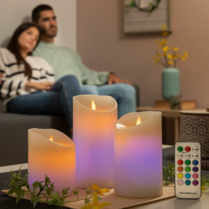 Mehrfarbige LED-Kerzen Flammeneffekt mit Fernbedienung Lendles InnovaGoods Weiß 3 Stück (Restauriert A)
