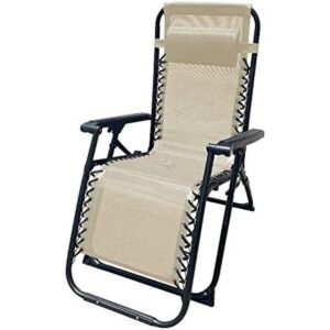 Marbueno Klappbarer Liegestuhl Stahl mit Kissen Garten und Pool 90X66X108 cm Schwerelosigkeit Beige 10005
