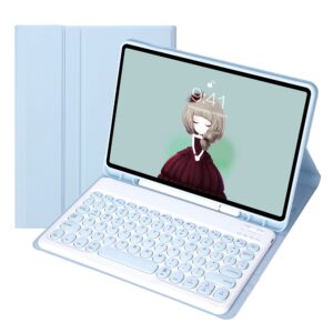 YT11B Detachable Candy Color Skin Feel Texture Round Keycap Bluetooth Keyboard Leather Case For iPad Pro 11 inch 2020 &amp; 2018(White Ice)