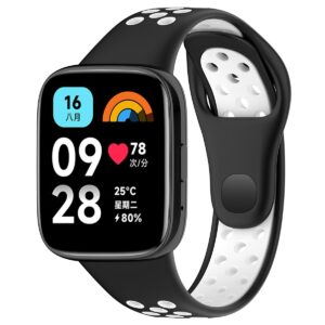 For Redmi Watch 3 Lite / Watch 3 Active Two Color Silicone Watch Band(Black White)