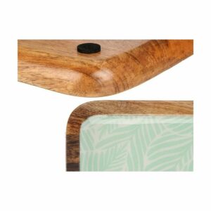 Tischdekoration Gift Decor Weiß Braun grün Polyester Harz Mango-Holz 25 x 25 cm 25,4 x 2,54 x 25,4 cm Pflanzenblatt (6 Stück)