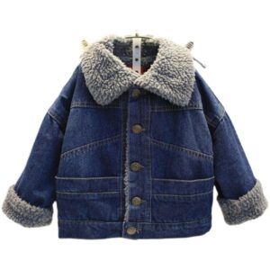 Kids Clothing plus velvet thick winter girls warm jacket children's clothing lambskin top