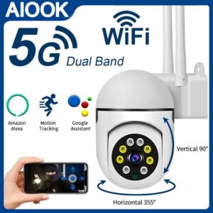 AIOOK 2.4g+5g Outdoor PTZ CCTV IP Security Camera Wireless WIFI 3MP HD 360  Waterproof Video Monitor Mini Camera