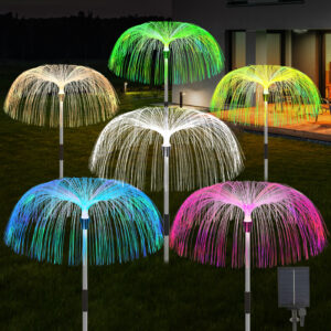 Solar Lights Outdoor Fiber Optic Lights Colorful Gradient Solar Lawn Light String Decoration Atmosphere Solar Garden Lights