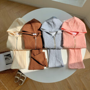 Kid's Clothing Girls suits spring and autumn girls casual sweater suits children's versatile hooded knitted jacket two piece suit Korean version