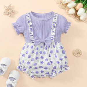 Baby summer girl's fart wrap, two-piece floral triangle jumpsuit, children's clothing ins