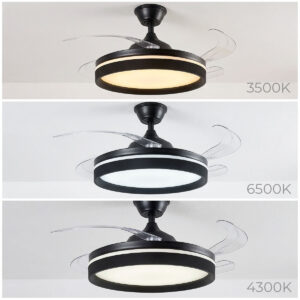 Deckenventilator mit LED-Licht, 4 einziehbaren Flügeln und Fernbedienung InnovaGoods