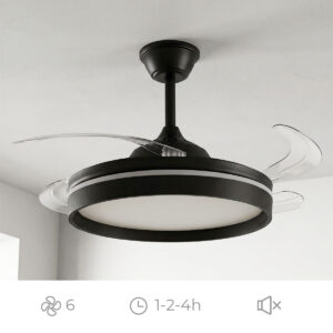 Deckenventilator mit LED-Licht, 4 einziehbaren Flügeln und Fernbedienung InnovaGoods
