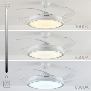Deckenventilator mit RGB LED-Licht, 4 einziehbaren Flügeln und Fernbedienung InnovaGoods