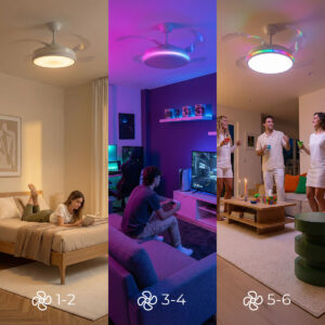 Deckenventilator mit RGB LED-Licht, 4 einziehbaren Flügeln und Fernbedienung InnovaGoods