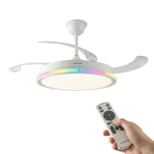 Deckenventilator mit RGB LED-Licht, 4 einziehbaren Flügeln und Fernbedienung InnovaGoods