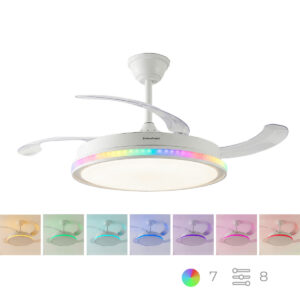 Deckenventilator mit RGB LED-Licht, 4 einziehbaren Flügeln und Fernbedienung InnovaGoods
