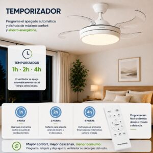 Deckenventilator mit LED-Licht und 4 einklappbaren Flügeln Keteez InnovaGoods Weiß 72 W Ø49-104 cm